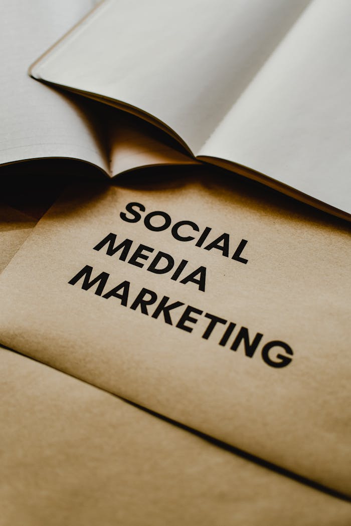 creative-01 Close-up of brown envelopes with 'Social Media Marketing' text, ideal for startup themes.